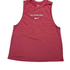 Nike Maroon Dri-FIT Tee “my sweat shirt” Sleeveless Mens Large